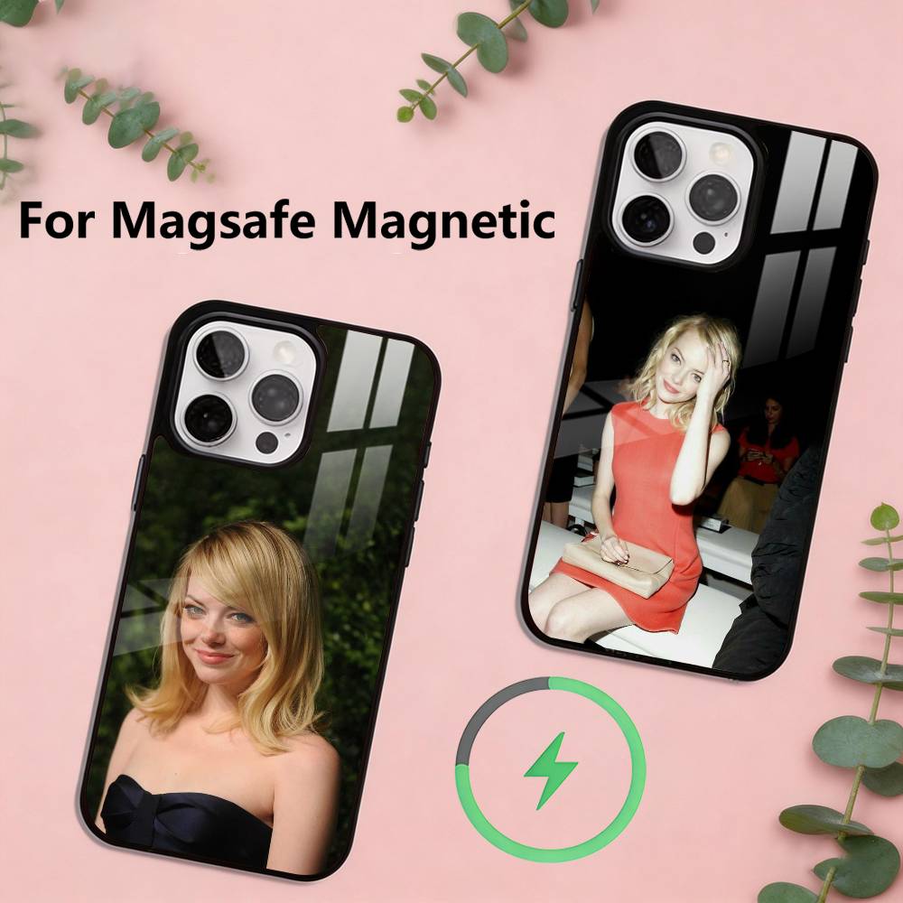 Emma Stone Phone Case For iPhone17,16,15,14,13,12,11 Plus,Pro Magnetic For Magsafe Wireless Charging