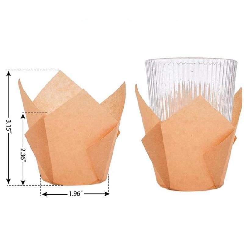 50 Pezzi Pirottini Tulipano per Muffin e Cupcake in Carta Oleorepellente, Pirottini da Forno per Muffin, Stampi per Cupcake, Involucri per Torta per Feste di Compleanno e Baby Shower