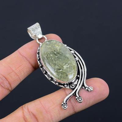 Prírodný Mach Mach Prehnit Drahokam Prívesok 925 Rýdzeho Striebra Pre Ženy