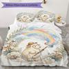 Watercolor Sheep Pattern Bedding Uilt Set Uilt Cover Pillowcase Home Decoration Birthday Gift (1 * Duvet Cover + 2 * Pillowcase Without Core)