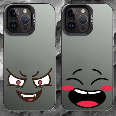 C-Cartoon Expression Phone Case For iPhone 17 16 15 14 13 12 11 Pro Max Plus Silver Matte Black Cover