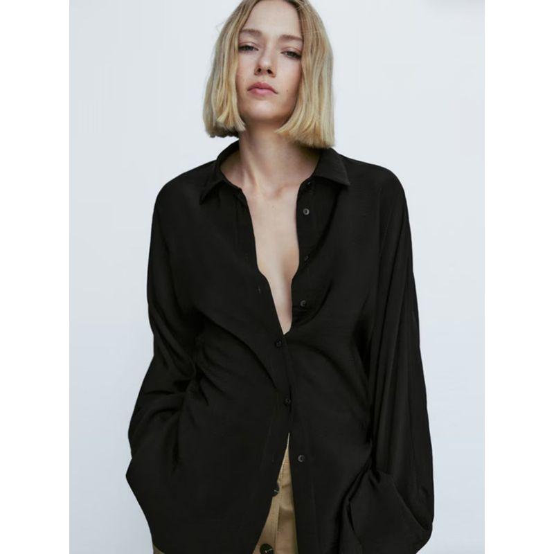 MD Women's Clothing 2023 Autumn New Arrival Fashion Minimalist Back Decoration Waisted Long-Sleeved Shirt 05108643800