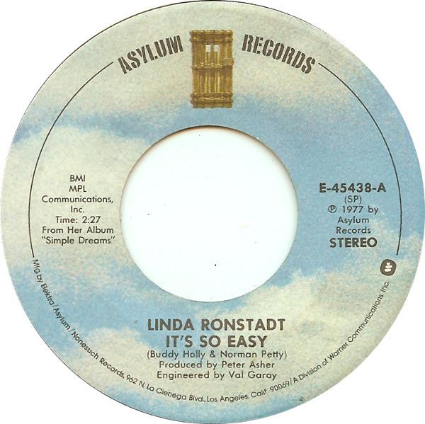

7inch Record LINDA RONSTADT - It s So Easy E45438 Asylum Records 1977 US Rock Used