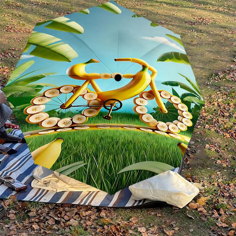 1PC Banana Bike Automatic Open/Close Umbrella with Windproof, 8-Rib Sturdy Canopy, Durable Ribs, Fashionable Design1267A