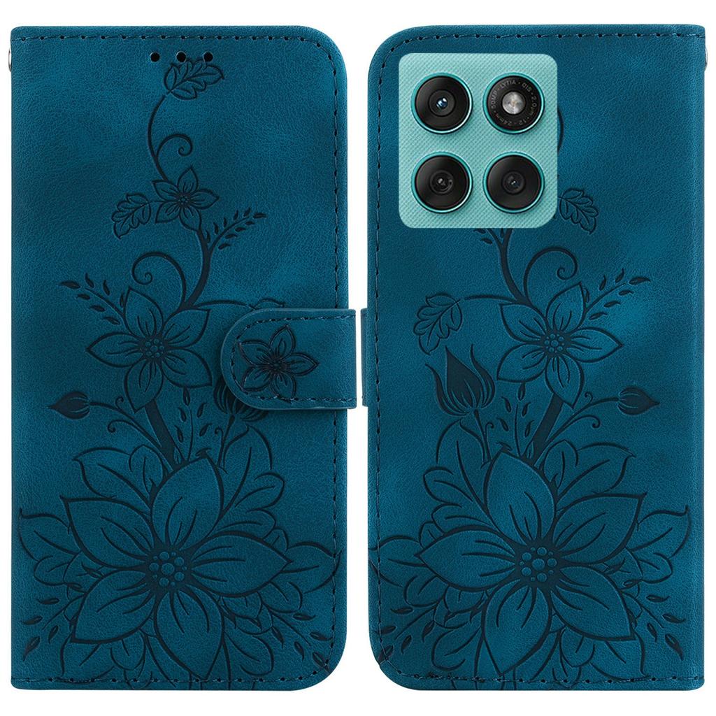 For Motorola Edge 60 5G/60 Fusion 5G Case Lily Flower Imprint Leather Phone Cover with Stand