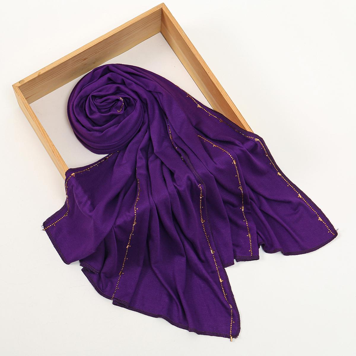 

Women Cotton Jersey Hijab Scarf Glitter Shimmer Edge Shawl Women Soft Premium Jersey Hijab Turban Islam Solid Color Headscarf