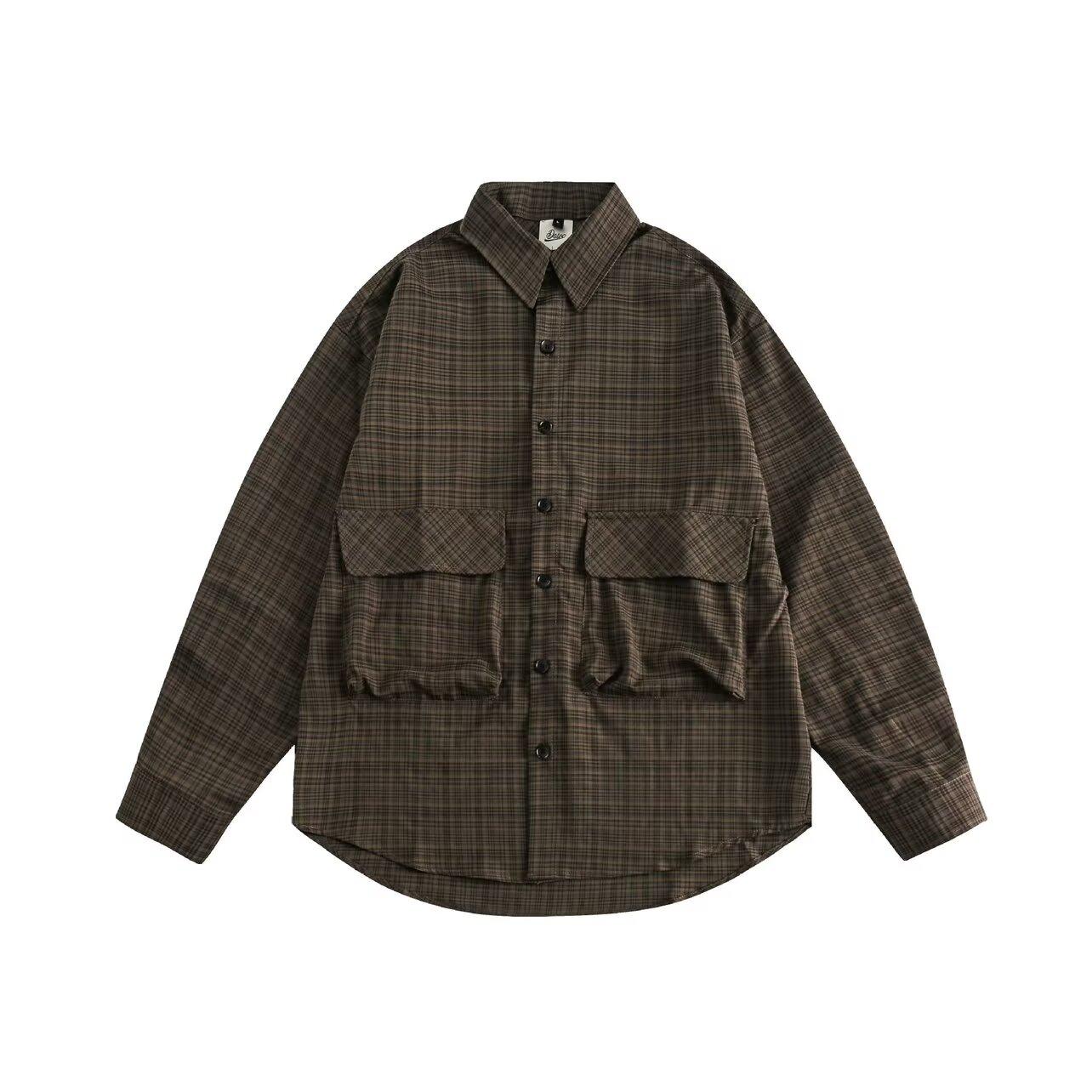 

Xbro японский стиль ретро против морщин винтажная клетчатая рубашка без гендерных различий с несколькими карманами Mountain Niche рубашка для пары пальто 2XL зелёный