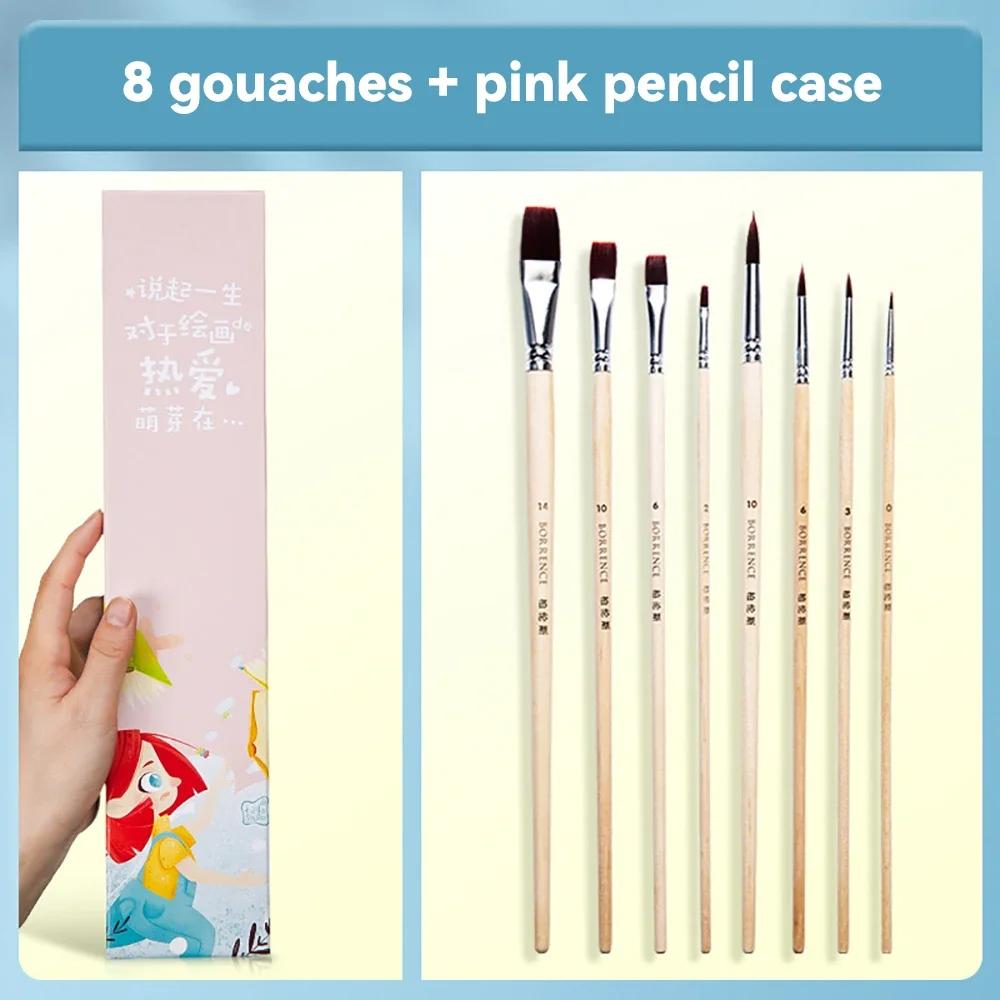 8pcs Watercolor Brush Pointed Round Flat Head Soft Hair Beginner's Art Student Hand Drawn Watercolor Nylon Painting Material
