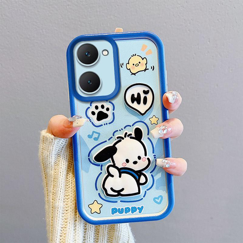 KEYSION Shockproof Case for VIVO Y03 Y03t Y18 Y18e Y18s with Lanyard Soft Silicone Cute 3D Cartoon Doll Phone Cover for VIVO Y28s 5G
