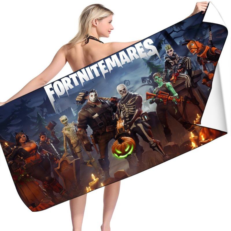 Fortnite Strandtücher Mikrofaser Badetuch Jungen Mädchen Sanft Tragbar Cartoon Bade Strand Spa Bademantel Waschkleidung Schnell Trocknend