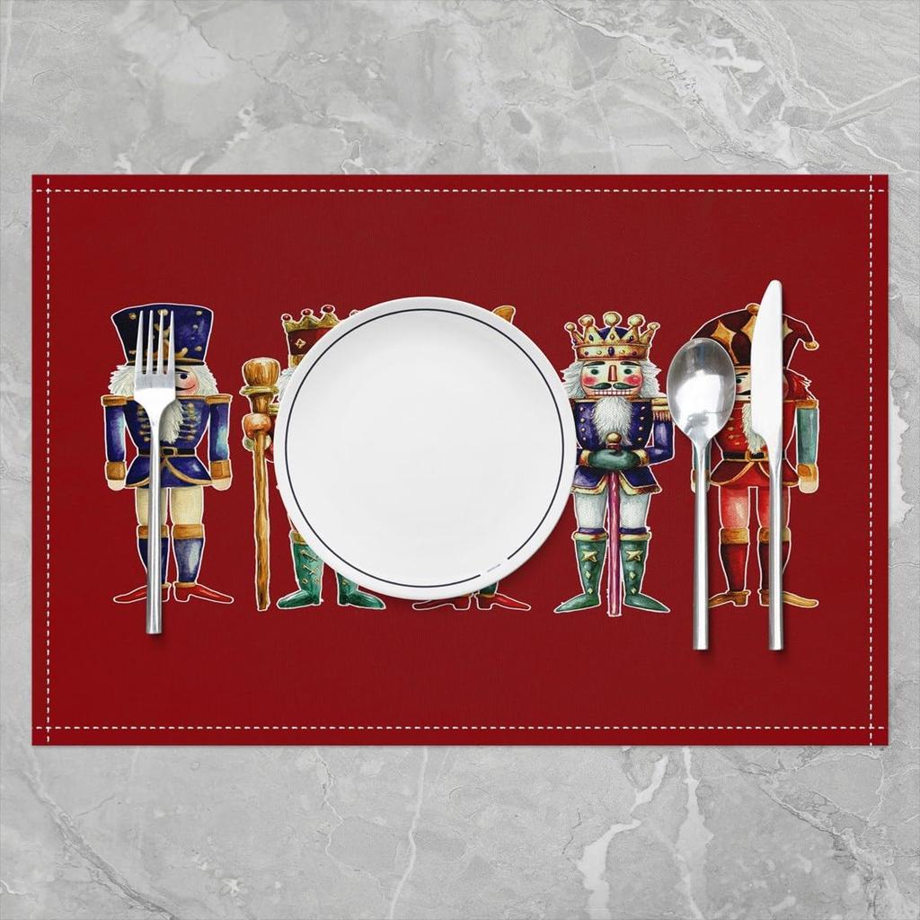 Cartoon Nutcracker Placemats Set of 4 18"x12" Kids Christmas Table Place Mats for Boys Girls Teens Nutcracker Suite Placemat