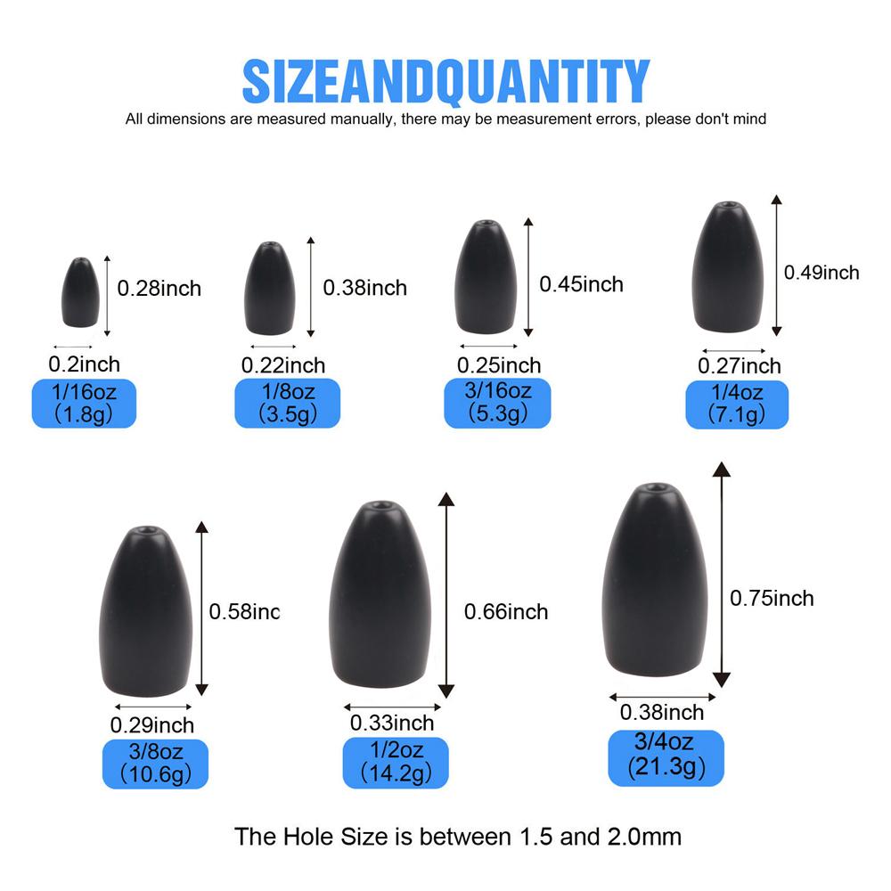 10Pcs Flipping Fishing Weights Bullet Fishing Sinker Weights Worm Weights Slip Sinkers for Bass Fishing Texas Rigs Tackle Tool