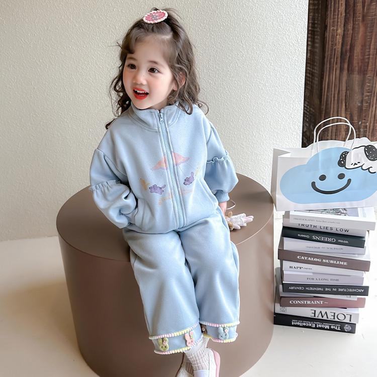 Meng Tang Tang Girls  Spring Hoodie Set: 2026 New Korean Style Two-Piece Outfit 120 cm