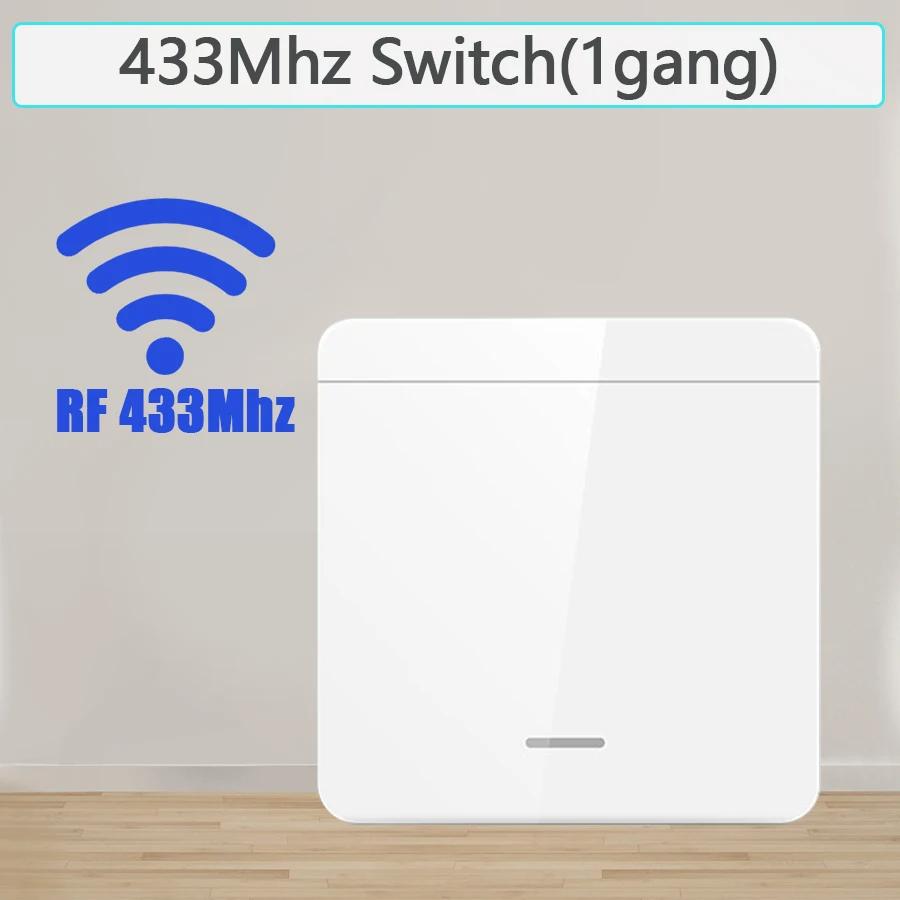 Wireless Smart RF 433Mhz Wall Panel with Remote Control 1/2/3gang Mini Relay Receiver Home Led Light Lamp Switch