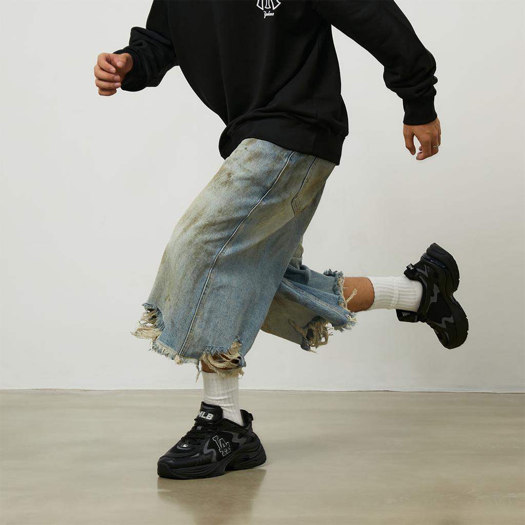 New MLB Curve Runner Low Top Casual Running Shoes Unisex Black 3ARNSPL4N-07BKS