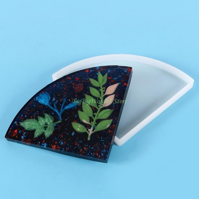 24TE Fan-shaped Shelf Tray Epoxy Resin Mold Display Stand Plate Silicone Mold CN