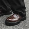 Men's casual leather shoes Classic Gentleman British Style Fashion parties or business office Black brown thick soled shoes