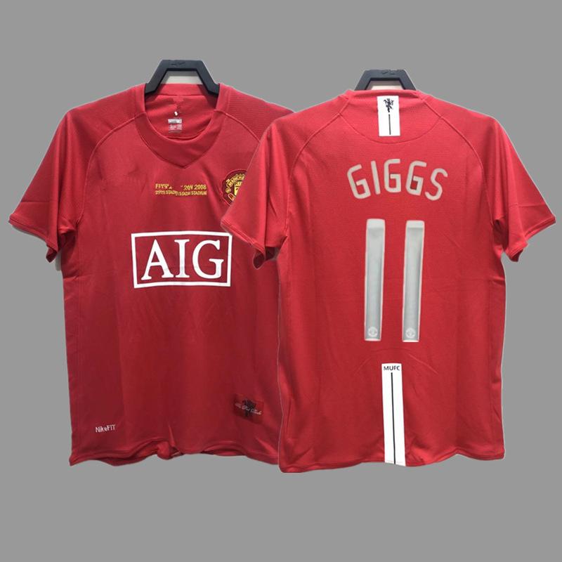 Man L Retro Jersey Football Jersey No. 7 Beckham Cantona C Ronaldo Rooney Giggs Jersey