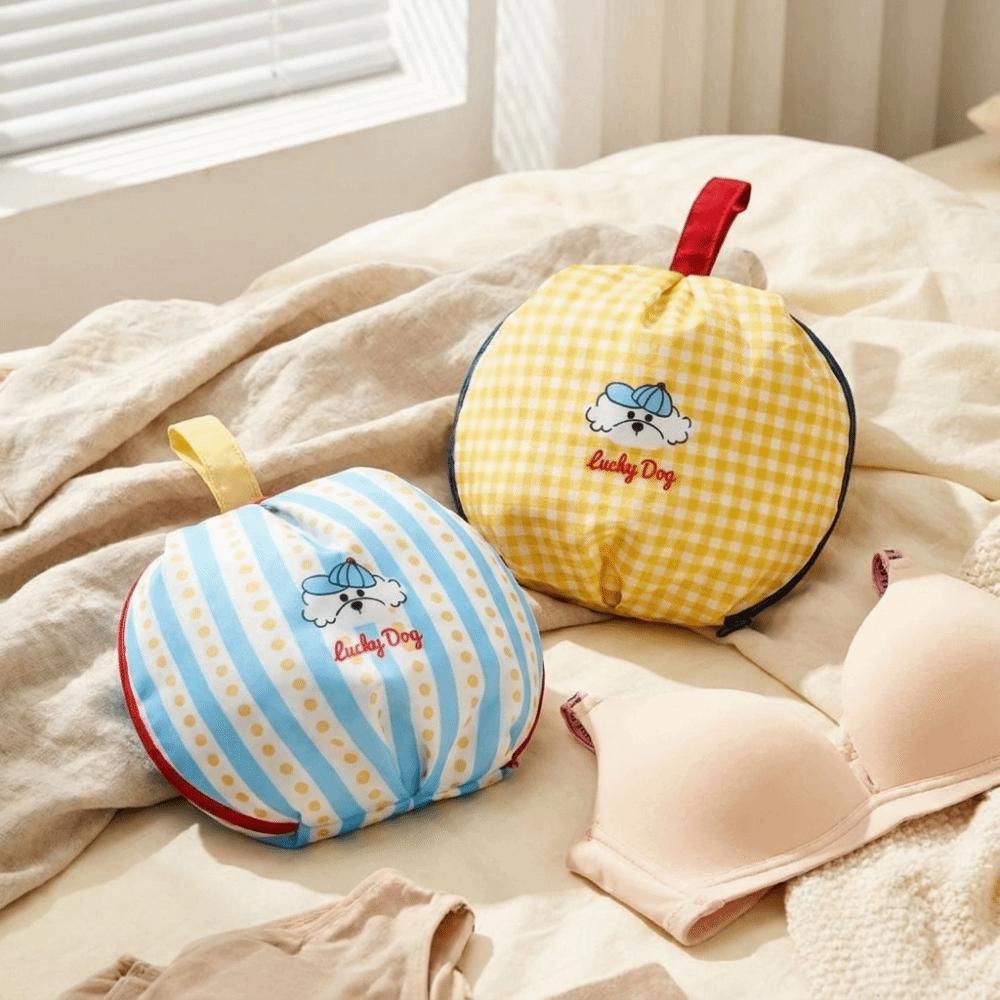 Cartoon Underwear Storage Bag Handheld Large Capacity Intimate Clothes Bag with Zipper Folding Lingerie Pouch for Home