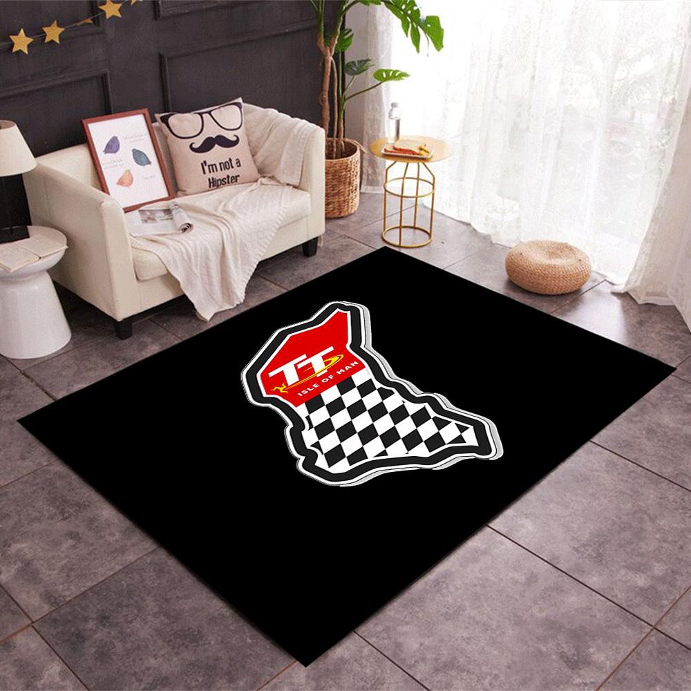 Isle Of Man Tt Course Map Themed Anti-Slip Rugs - Polyester Home Decor, Suitable for Bedrooms, Living Rooms, Doorways, Studios, and Decorations