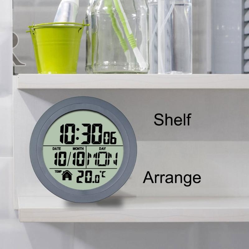 Large Digital Wall Clock with Date Day Temperature Battery Operated Bathroom Clock Shower Clock with Suction Cup Gift