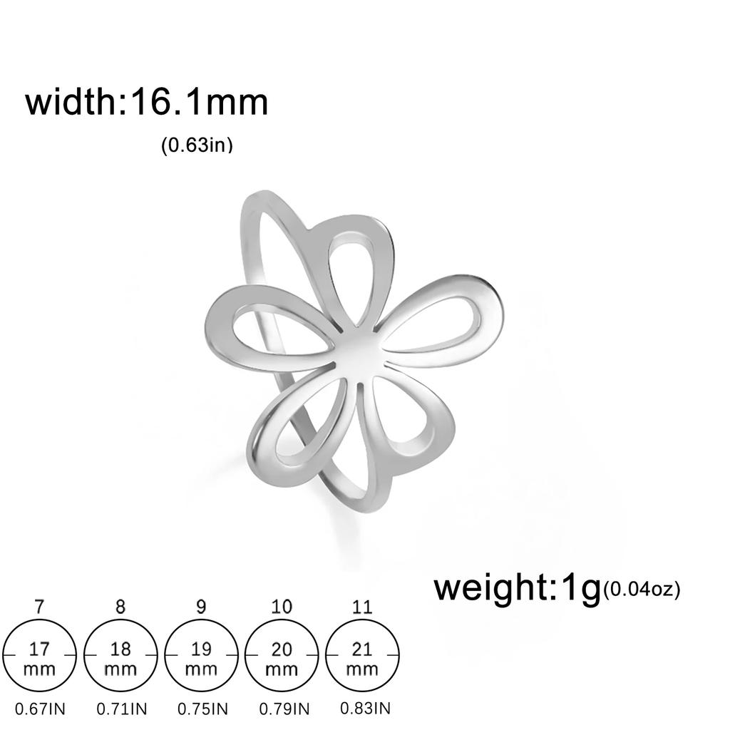 Stainless steel flower ring for women and girls golden and beautiful bohemian romantic ring engagement jewelry and gift