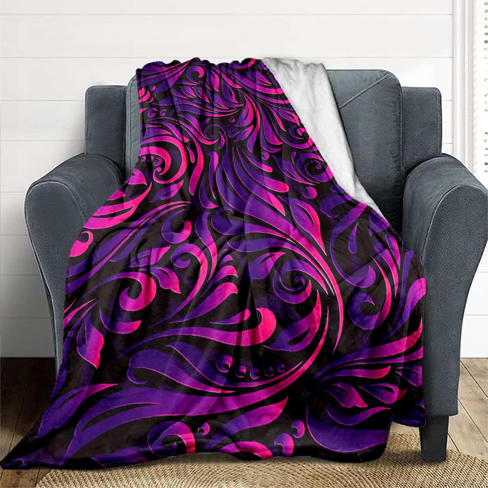 1pc Floral Patterns Blanket, Lightweight Flannel Throw Blanket for Sofa, Bed, Travel, Camping, Living Room, Office, Couch056