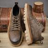 Men's Genuine Leather Retro Large Size Ultra-light Handmade Casual Shoes Men's High-top Ankle Boots