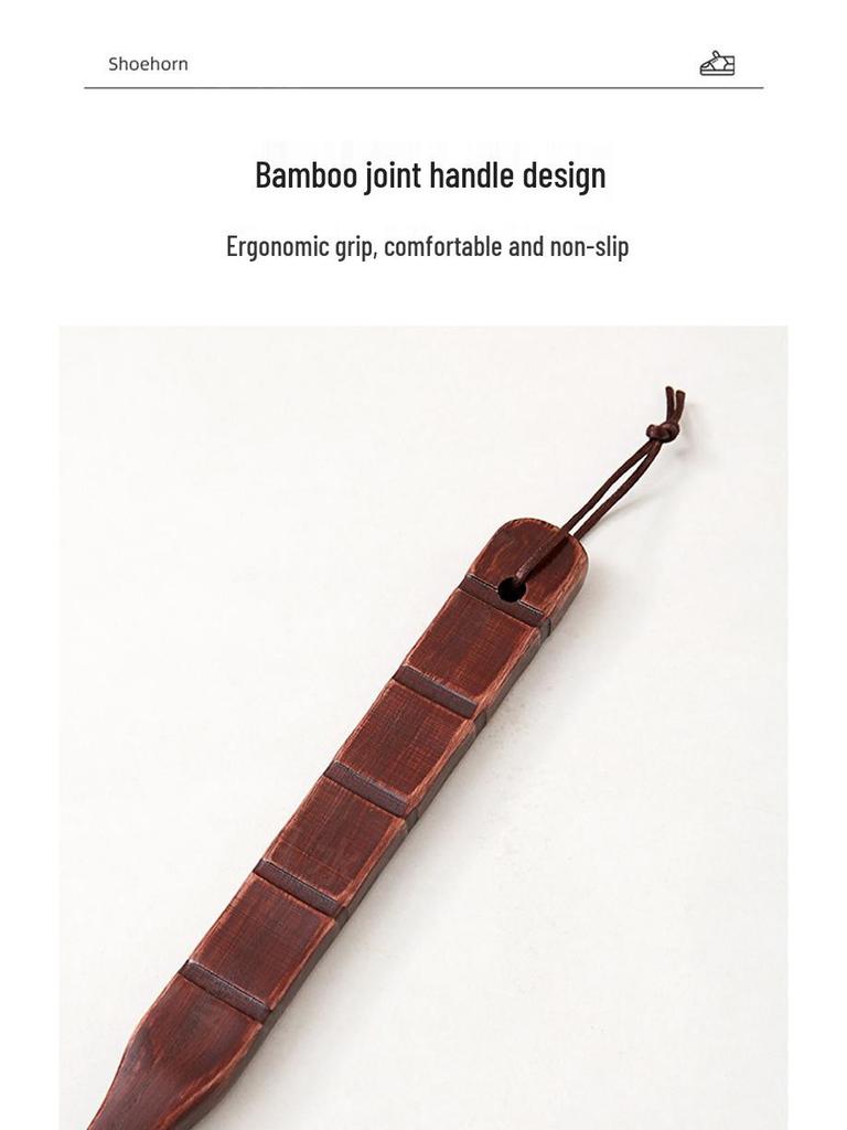 Long Handle Solid Walnut Shoehorn - Wooden Shoe Lifter for Easy Use Without Bending