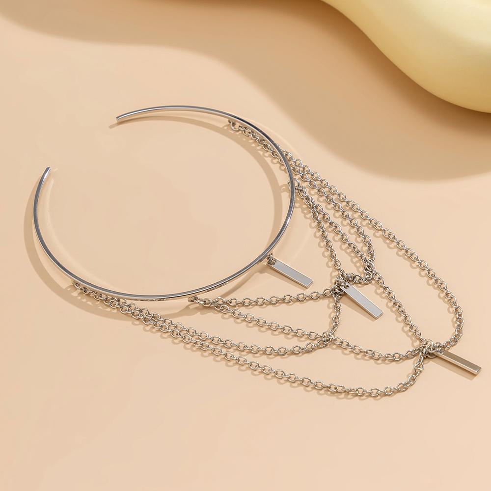 Bracciale Aperto Colore Oro per Braccio Superiore da Donna Nuova Moda Rettangolo Bastoncino Charms Nappa Bracciale da Braccio Accessori Gioielli da Festa