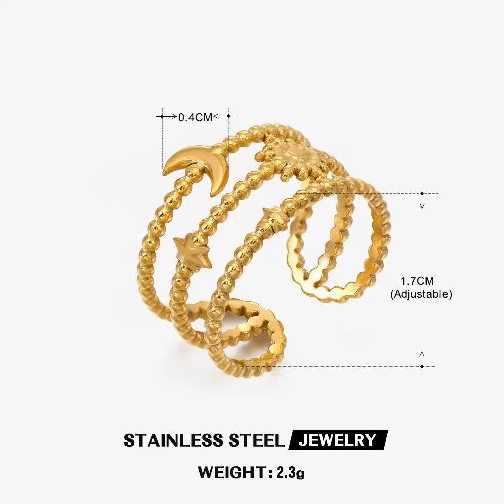 Wholesale High End Waterproof Three-dimensional M Letter Hollow Stainless Steel Finger Ring Trendy for Women Personalize Jewelry