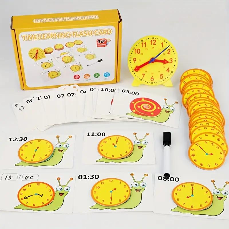 Montessori Toy Snail Clock Hour Minute Second Cognition Matching Puzzle Toys Educational Toys Kids Early Preschool Teaching Aids