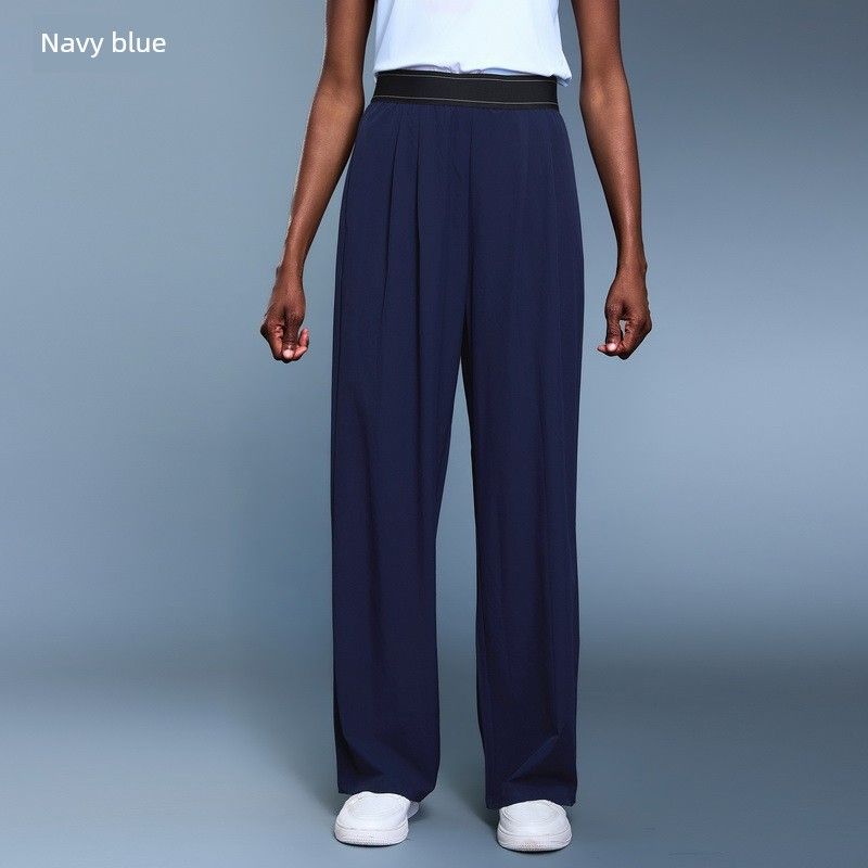 

Lu Same Sports Pants Women s Autumn New Arrival Casual Versatile Slimming Drooping Wide-Leg Pants Loose Breathable Straight-Leg Pants Navy blue XXL12