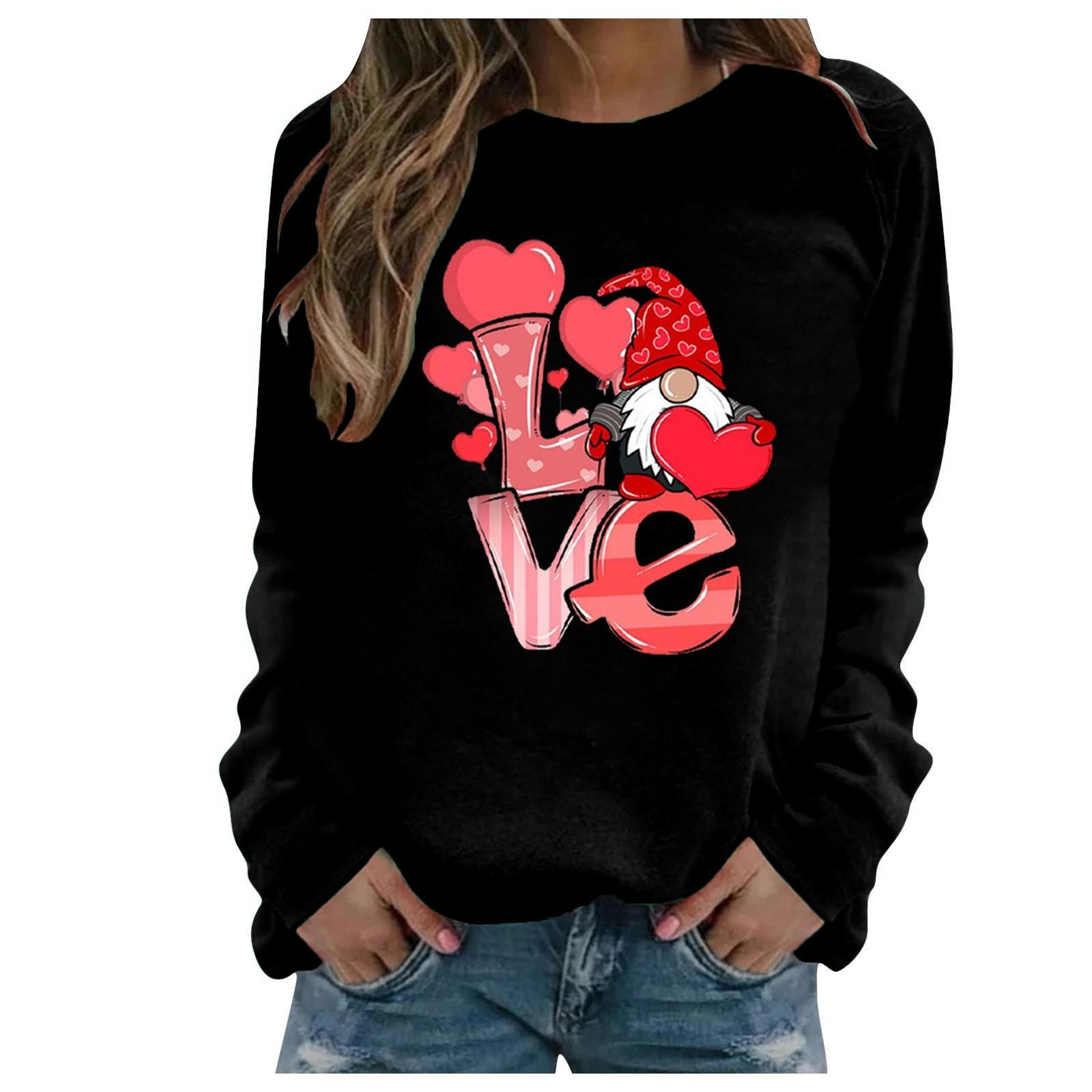 

Женская имитация модной футболки с длинными рукавами и принтом ко Дню святого Валентина XXL чёрный
