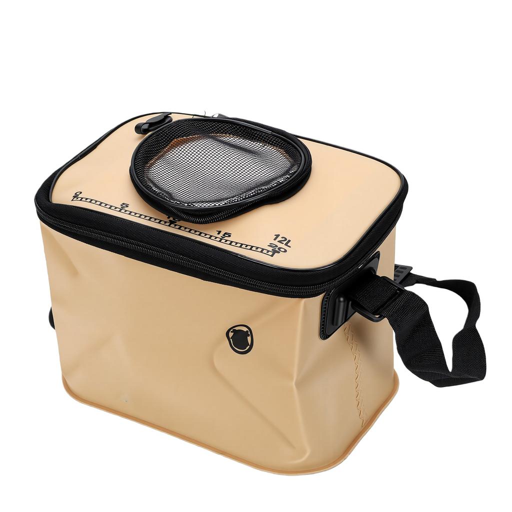 Fischereieimer Wasserdicht EVA Multifunktional Faltbar Lebendfisch Eimer mit Netzdeckel Ergonomischer Griff für Outdoor