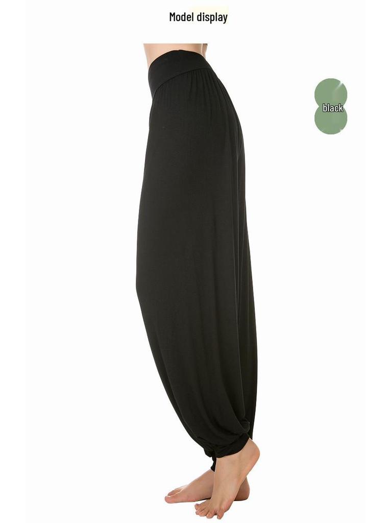 Dámské modální harémové kalhoty s širokými nohavicemi na jógu: Dlouhé, pohodlné taneční/sportovní sukně-kalhoty