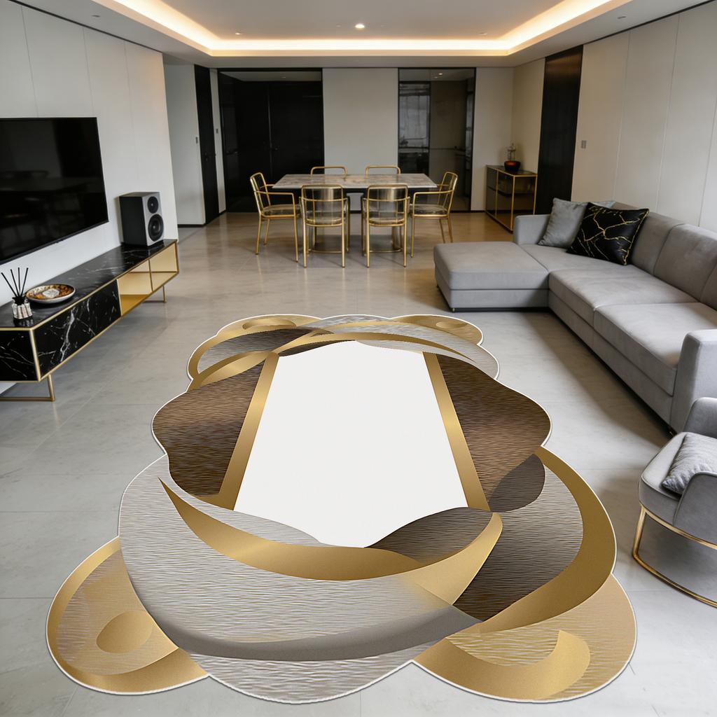 Irregular Luxury Marble Fluffy Rug for Living Room Easy Clean Short Velvet Bedside Carpet Decoration Home Large Area Floor Mat