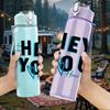 1PC Hey You Bold Letter Art 750ml Color Plastic Sports Water Bottle Leakproof Flip Straw Lid Suitable for Sports Office Home Use