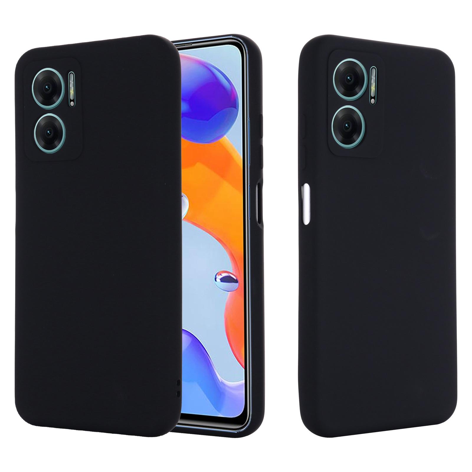 

For Xiaomi Redmi 10 5G/Redmi 10 Prime+ 5G/Redmi Note 11E 5G Liquid Silicone Case Soft Microfiber Lining Anti-dirt Protective Shell with Strap Black