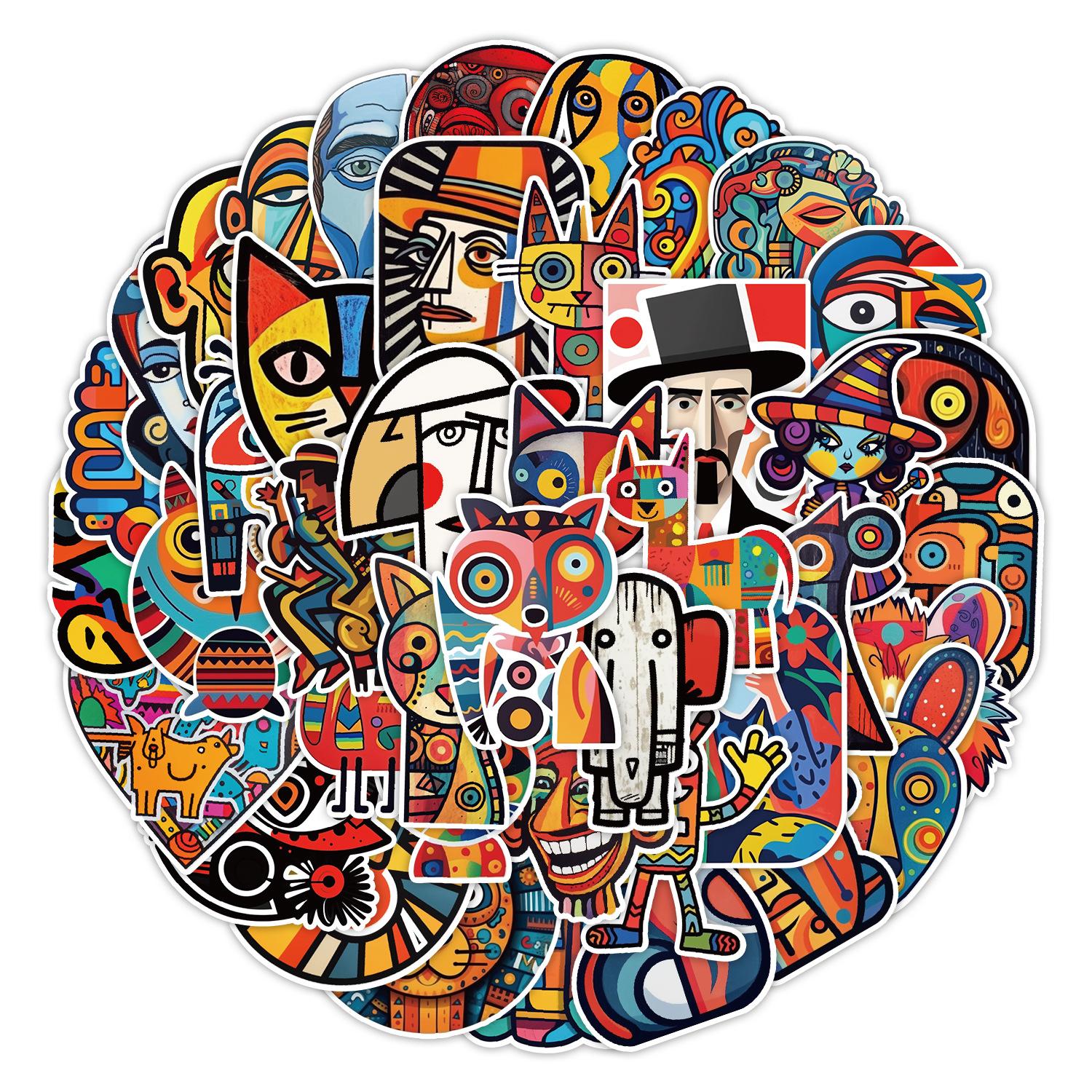 

50 Picasso Style Graffiti Stickers Car Mobile Phone Suitcase Decoration Stickers Waterproof Creative Stationery Stickers