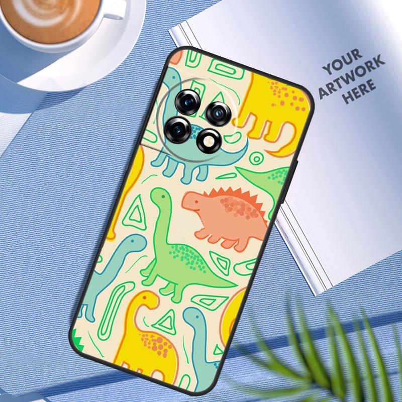 Fun Dinosaur Pattern Dino Case For OnePlus Nord N200 N100 Nord 3 2T CE 2 Lite OnePlus 12 11 10 Pro 10T 10R 12R Cover