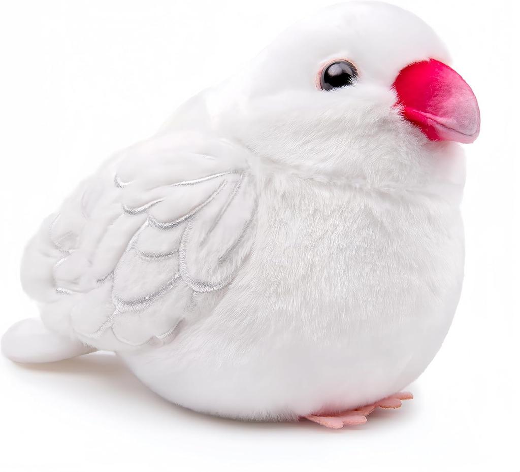 Cute White Java Sparrow Stuffed Animal with a Red Super Perfect As a for Interior Goods Mouth, Soothing, Soft, Gift, Children,