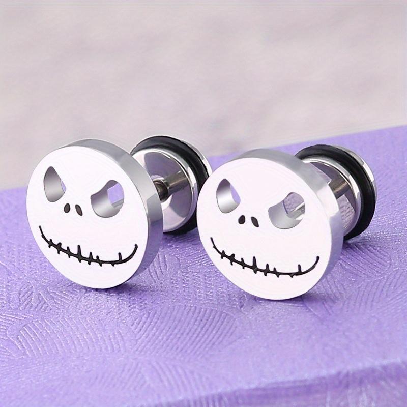 Pendientes de calavera Pendientes de pesadilla de Halloween Regalo del festival de Halloween plata