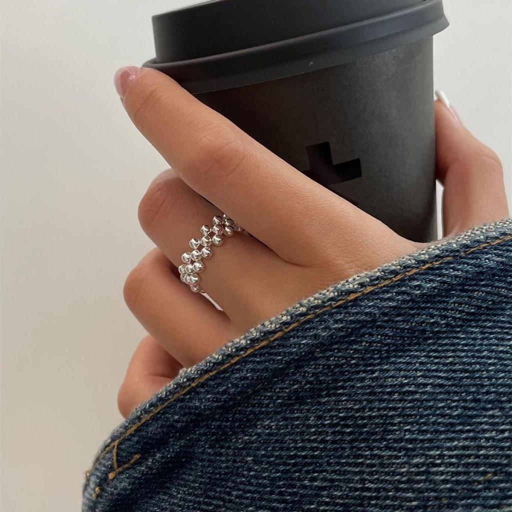 Korean Retro Geometric 925 Silver Plated Open Ring for Women