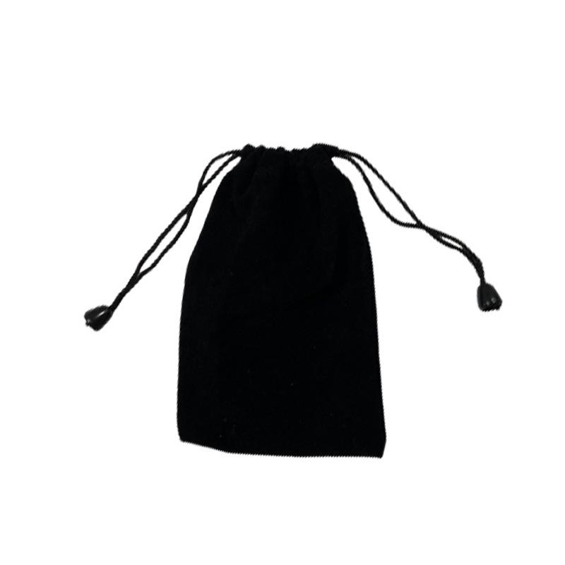 Black Velvet Drawstring Bag for Jewelry and Earphones