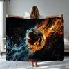 Basketball Print Flannel Blanket High Quality Warm Comfortable Cover for All Seasons Perfect for Gifts Home Decor