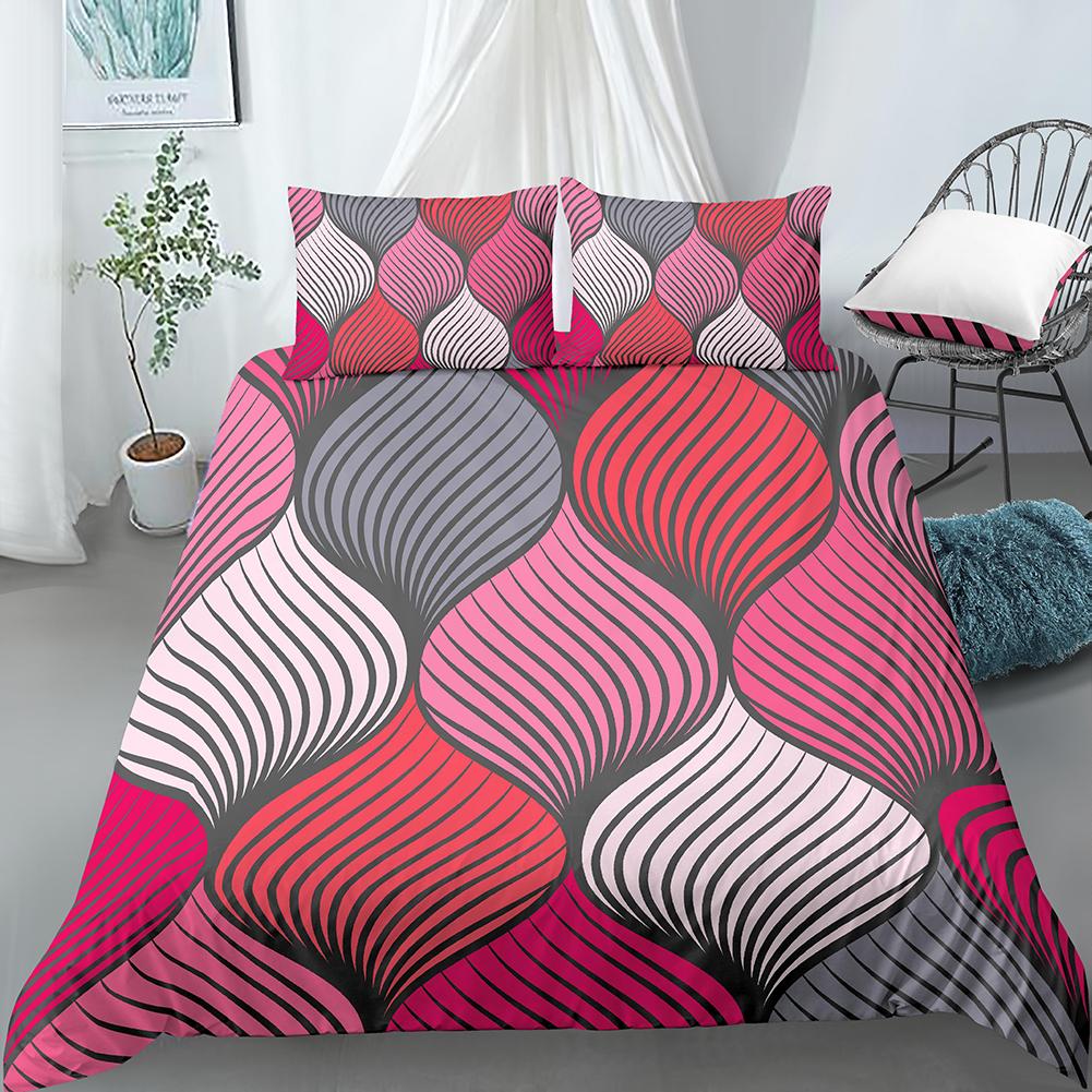 Geometric Duvet Cover Set Bohemian 3D Print Polyester Comforter Cover King Queen Twin Size with Pillowcase for Kids Boys Girls