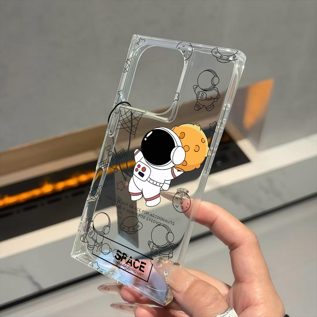 

Transparent Square Back Tube Case Casing Protection For iPhone 13 14 Pro Max 16 ProMax 11 12 15 Plus Anti-Oxygen,Slam Dunk Astronaut Pattern iphone 16