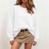 Women's Color Neck Long Sleeve Sweatshirt Pullover Top for Casual Everyday Wear