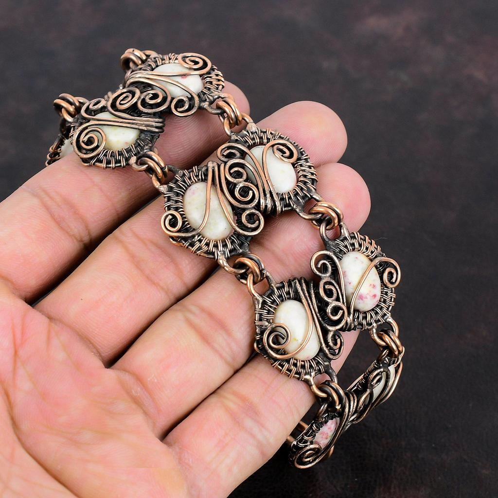 Brățară cinabarit Brățară învelită cu sârmă de cupru Brățară cu lanț reglabil Bijuterii lucrate manual Brățară cu pietre prețioase naturale Bijuterii din cupru pentru cadouri